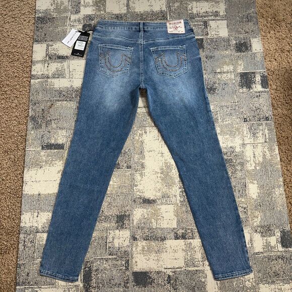 NWT True Religion Women Jeans 28 Jennie Crystal Viper Mid Rise Curvy Skinny $179 - Picture 3 of 13